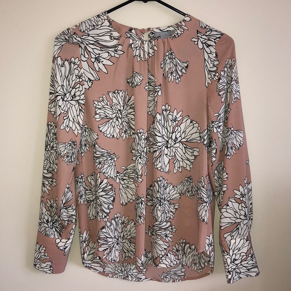 Pink and White Floral Blouse